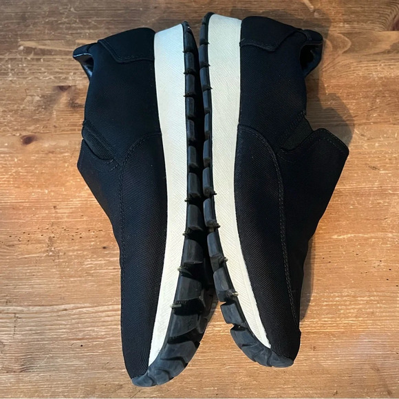 PRADA Linea Rossa Slip On Sneakers Black Nylon Slide On Size 37.5 Leather Trim - Picture 7 of 14